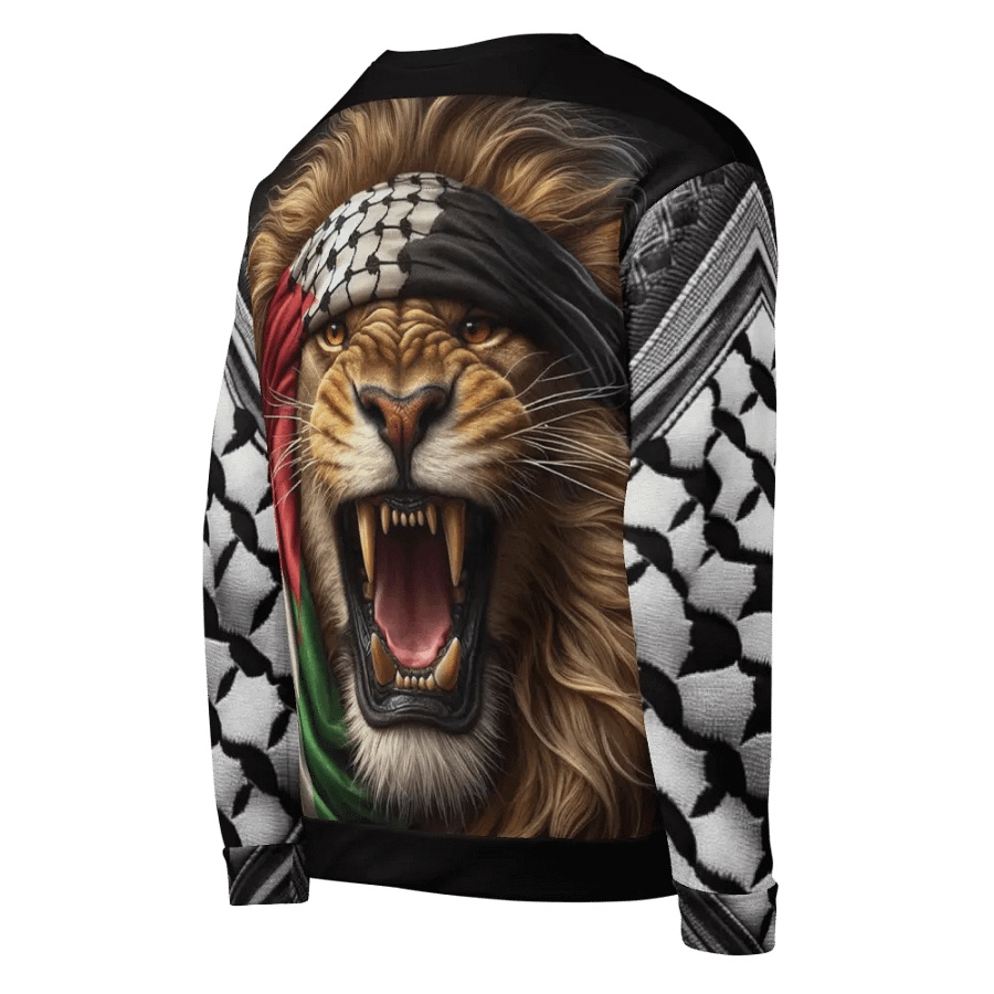Roaring Lion All-Over Print Sweatshirt | AI Design Free Palestina product image (4)