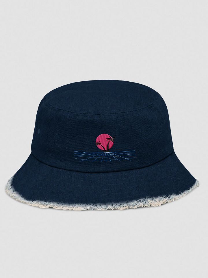 Retro-Futuristic Sunset Denim Bucket Hat product image (1)