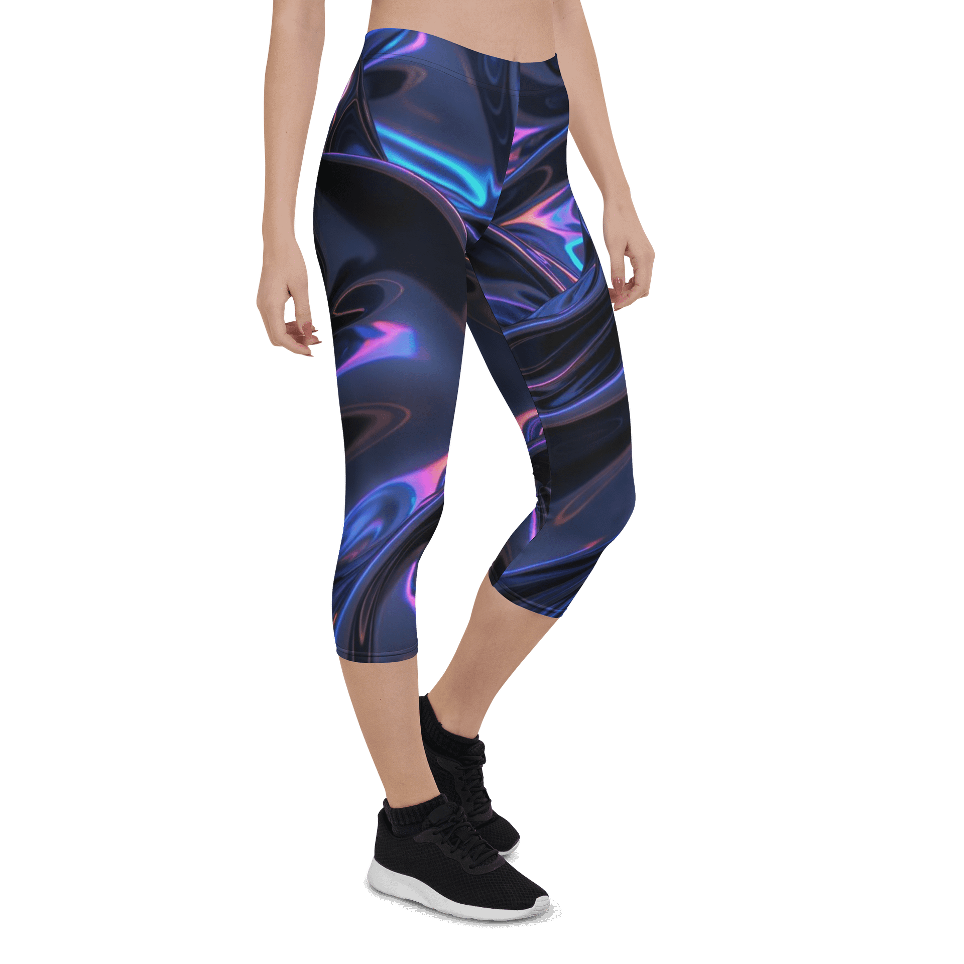 Abstract Liquid Waves Print Capri Leggings product image (6)