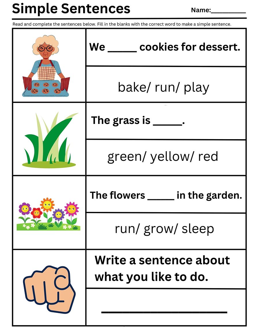 Simple Sentences for Beginners Worksheet Bundle product image (2)