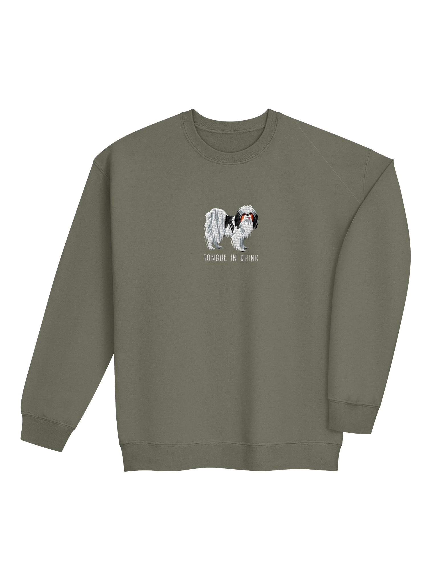Tongue in Chink Sweatshirt (Embroidered) of a Japanese Chin(Tricolor) product image (20)