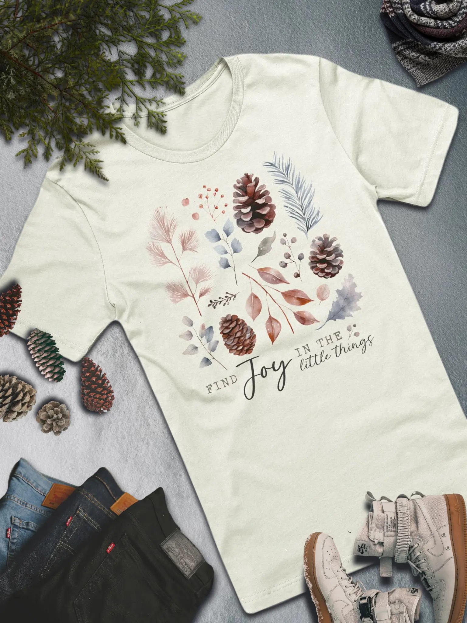 Find Joy in the Little Things T-Shirt – Nature-Inspired Cozy Winter Fashion product image (4)