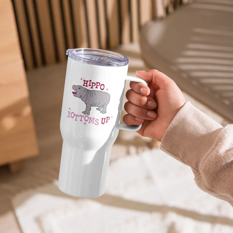 Hippo Bottoms Up Travel Mug | Moo Deng Inspired Merch product image (5)