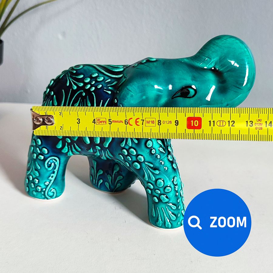 Ceramic turquoise elephant — handmade pottery, handmade ceramic, home decor, handmade gift, Turkish ceramic product image (9)