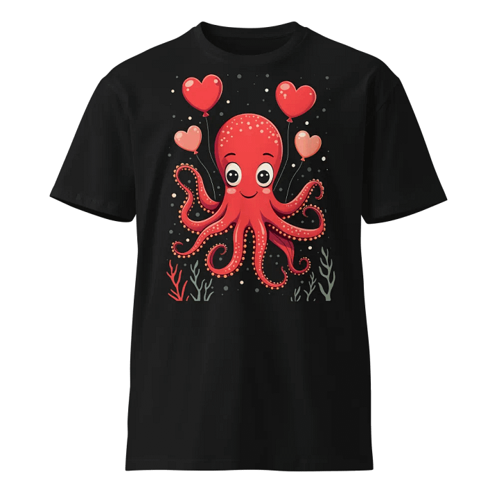 Octopus With Hearts Balloons Unisex Tee product image (1)