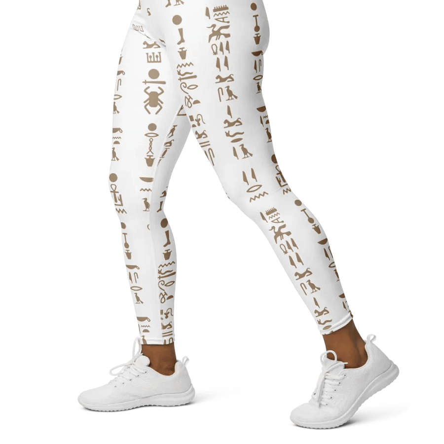 Isis White Full Pattern Hieroglyphs Yoga Leggings product image (3)