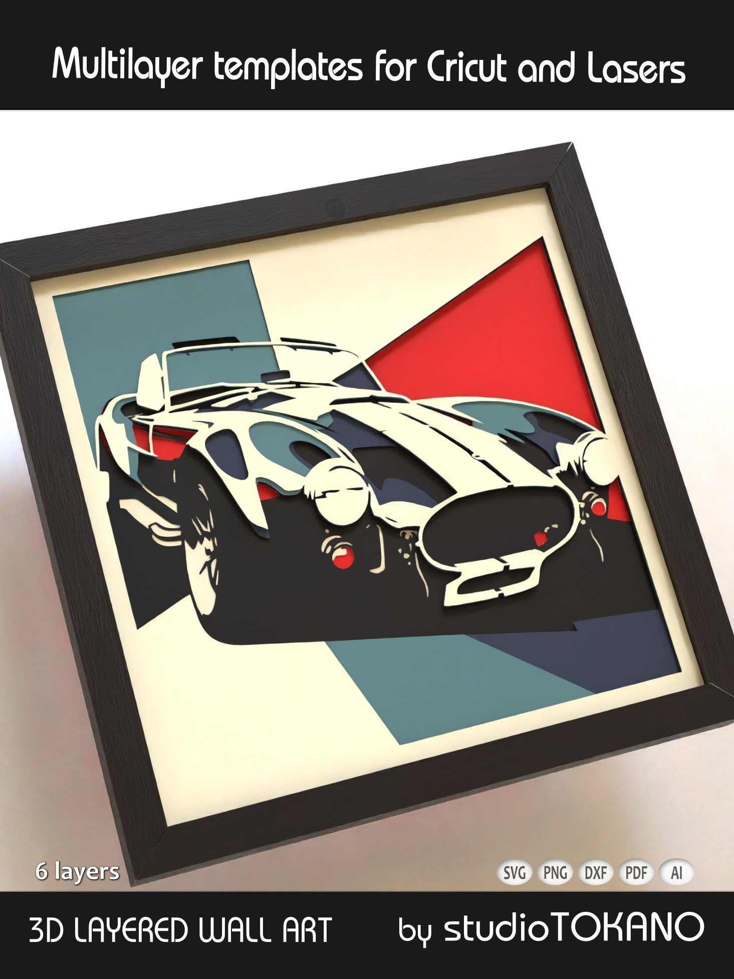 Shelby Cobra Classic Car 3D SVG product image (5)