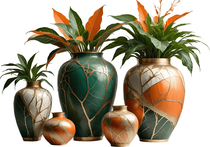 Harvest Elegance – Vase Kintsugi spa decor PNG product image (1)