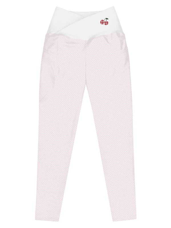 Women's Gingham Cherry High Waisted Leggings, Pink Polka Dots product image (9)