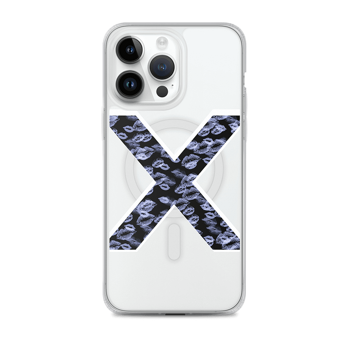 Black X Light Blue Lipstick Kisses Phone Case product image (1)