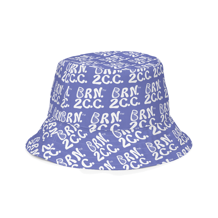 Adults Unisex | Reversible Bucket Hat | BOURNE to Cape Cod™ x BRN.2C.C.™ All-Over Logo Print | Coastal Style Sun Hat | Slate Blue & White product image (3)