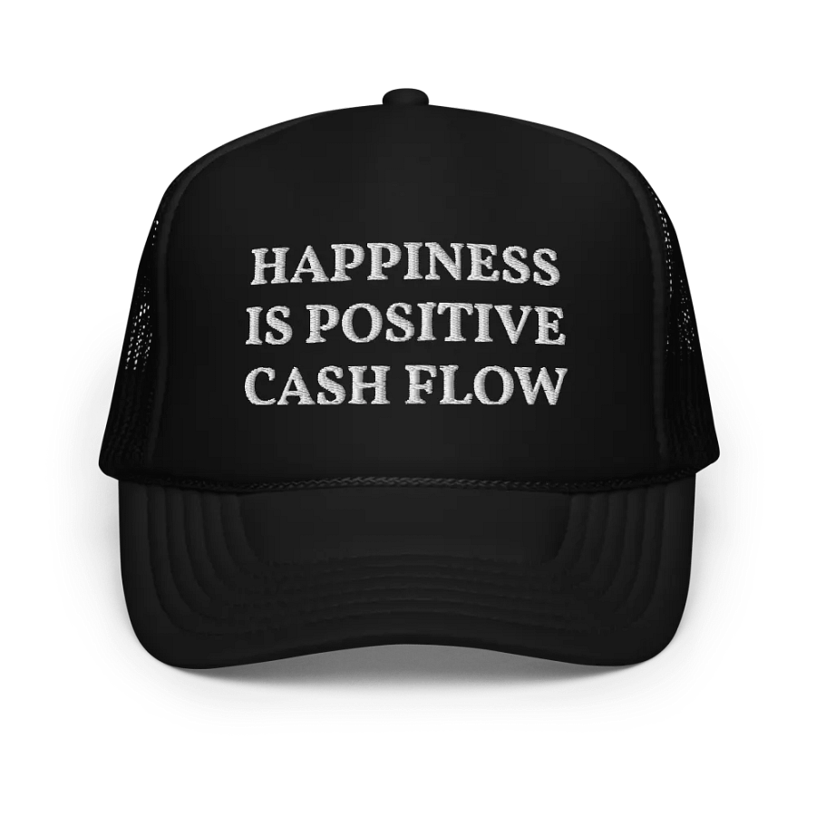 Happiness is Positive Cashflow (Embroidered Trucker Cap) Icahn Quote, Stock Market Investor Gift, Billionaire Investor Funny Quotes product image (1)