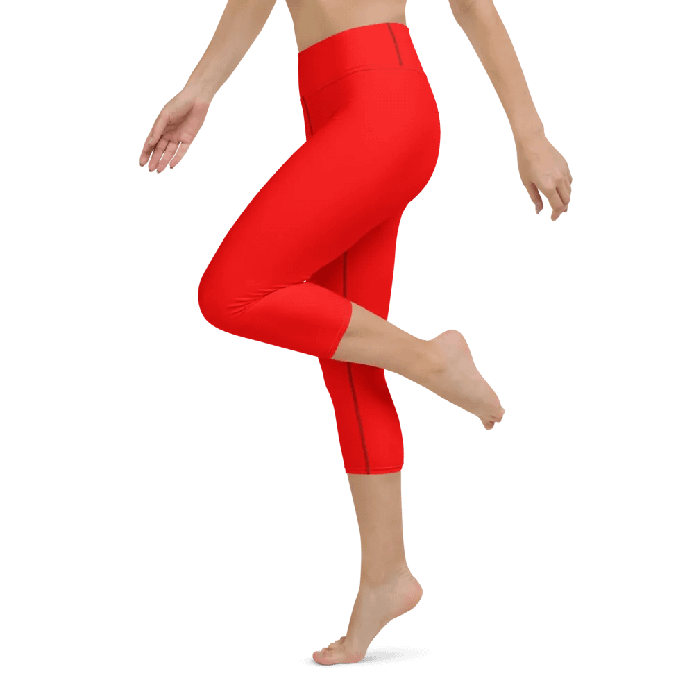 Plain Color Red Yoga Capri Leggings product image (4)
