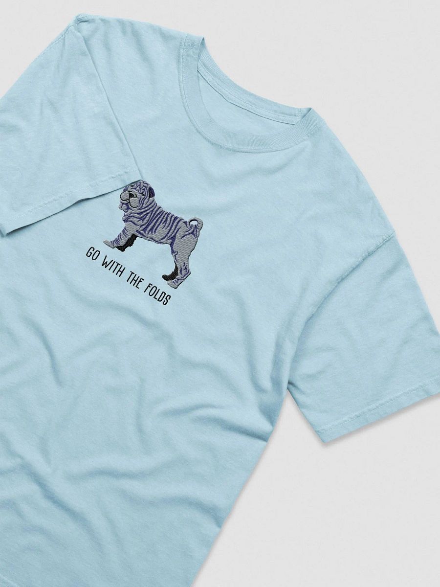 Go with the Folds T-Shirt(Embroidered) of a Chinese Shar-Pei(Blue) product image (6)