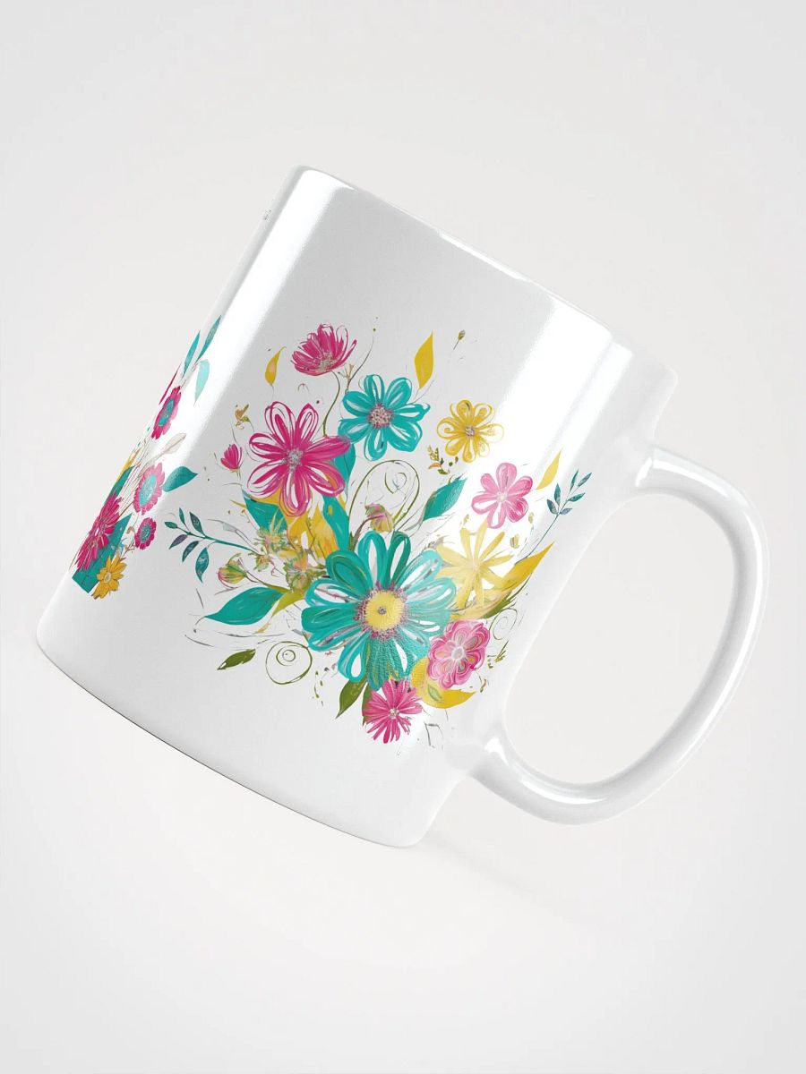 Personalized Artsy Boho Flowers White Glossy Ceramic Mug product image (4)