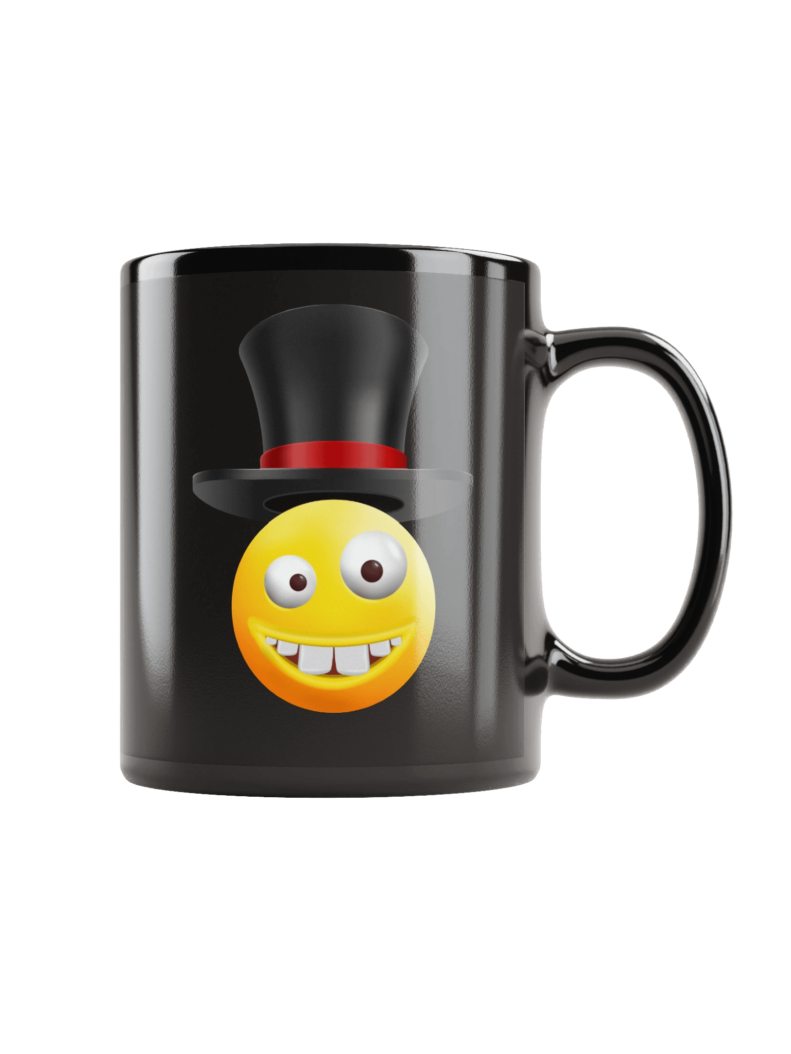 Funny Smiley Face with Top Hat Black Coffee Mug product image (1)