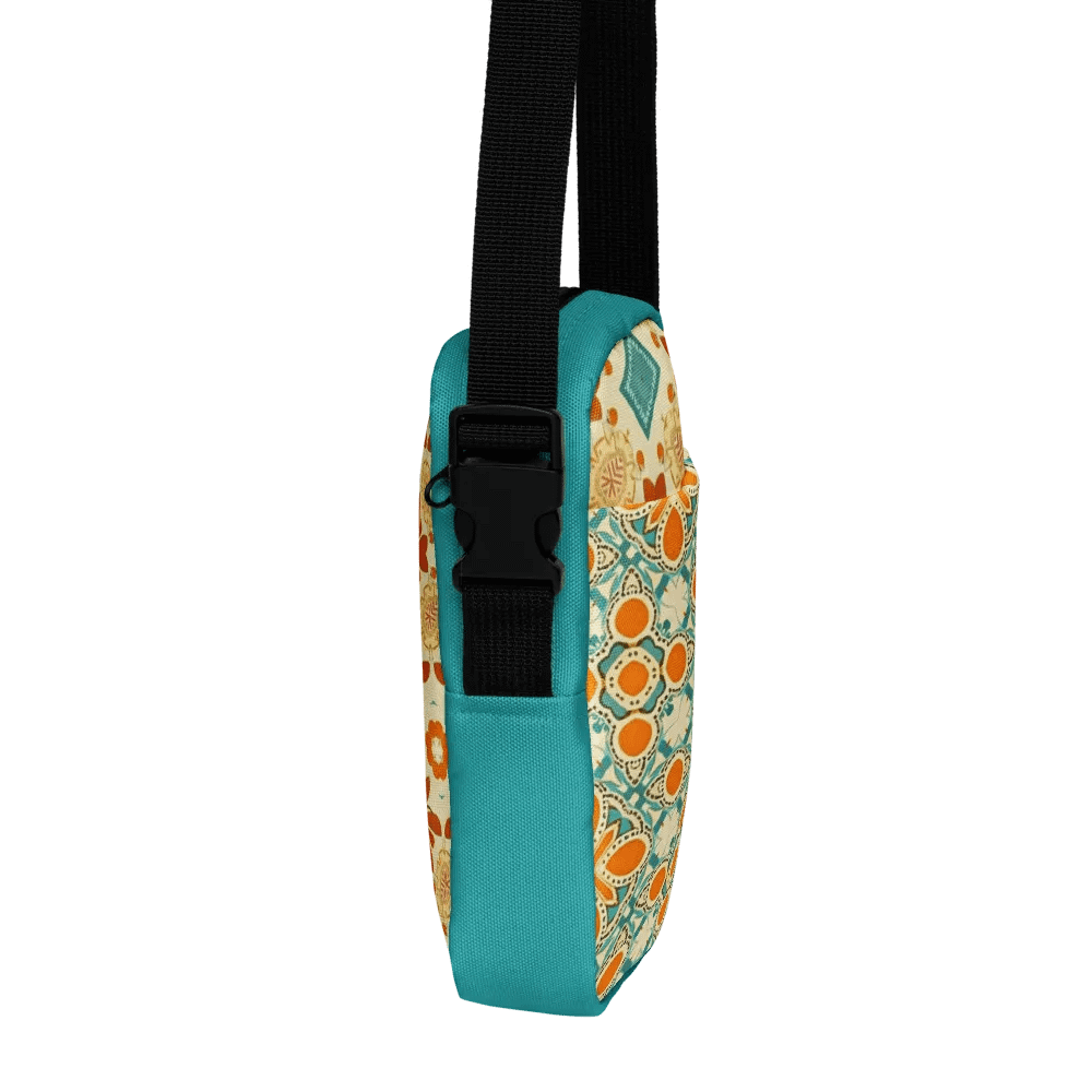Teal, Orange and Tan Boho Crossbody Bag – Two-Pattern Style product image (8)