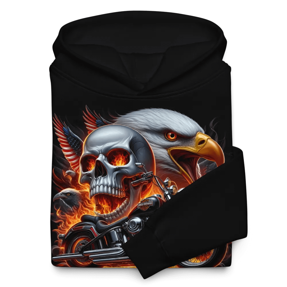 Eagle Skull Motorcycle Oversized Hoodie #2 product image (10)