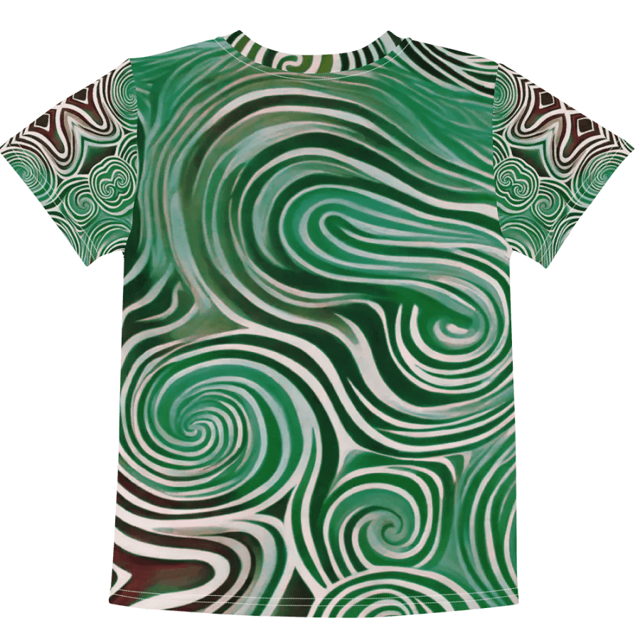 Funky Cool Green Liquid Tie-Dye Kid's and Toddler's Crew Neck T-shirt product image (10)
