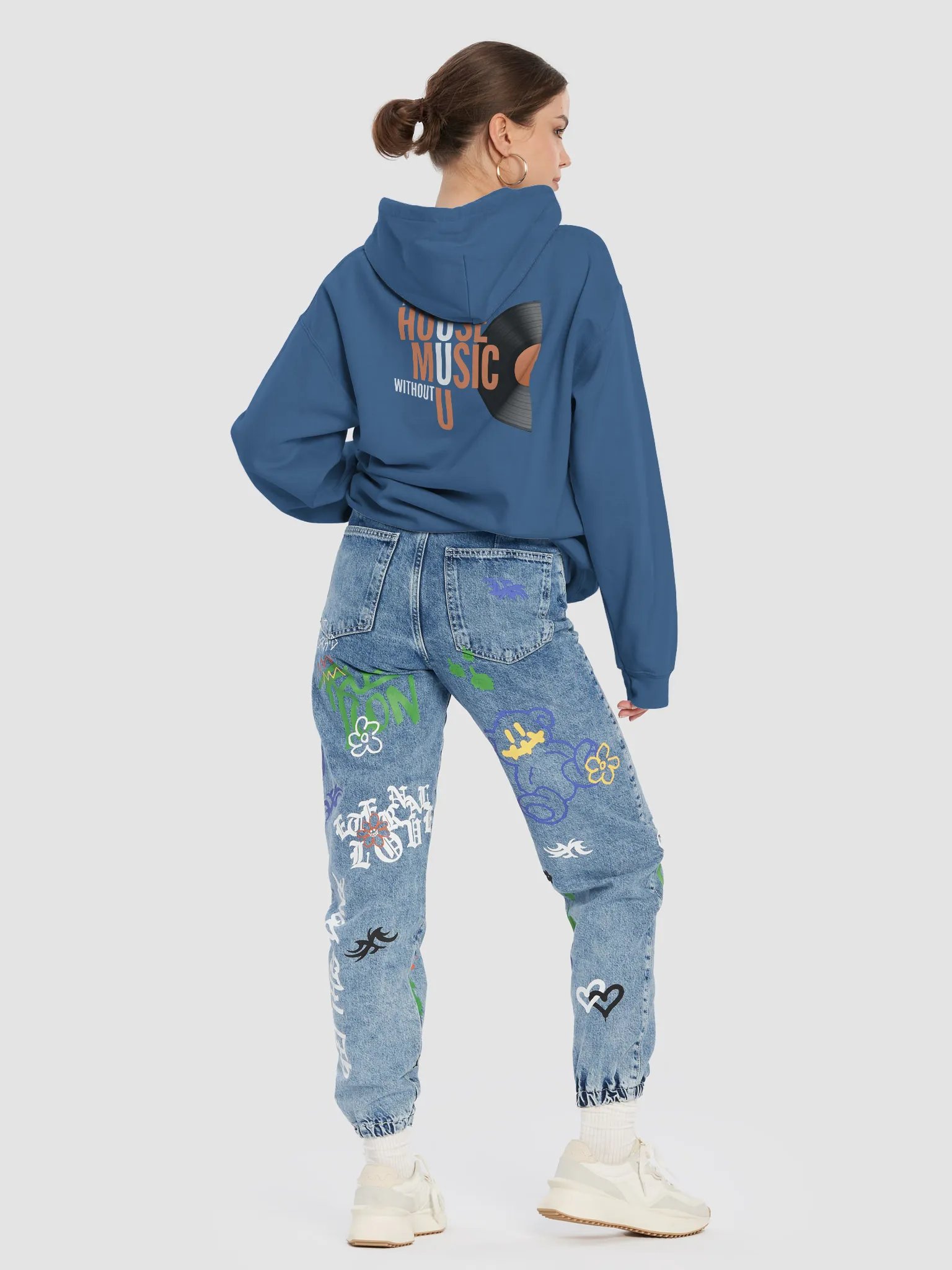 House Music Two Sided Orange Letter Hoodie product image (3)