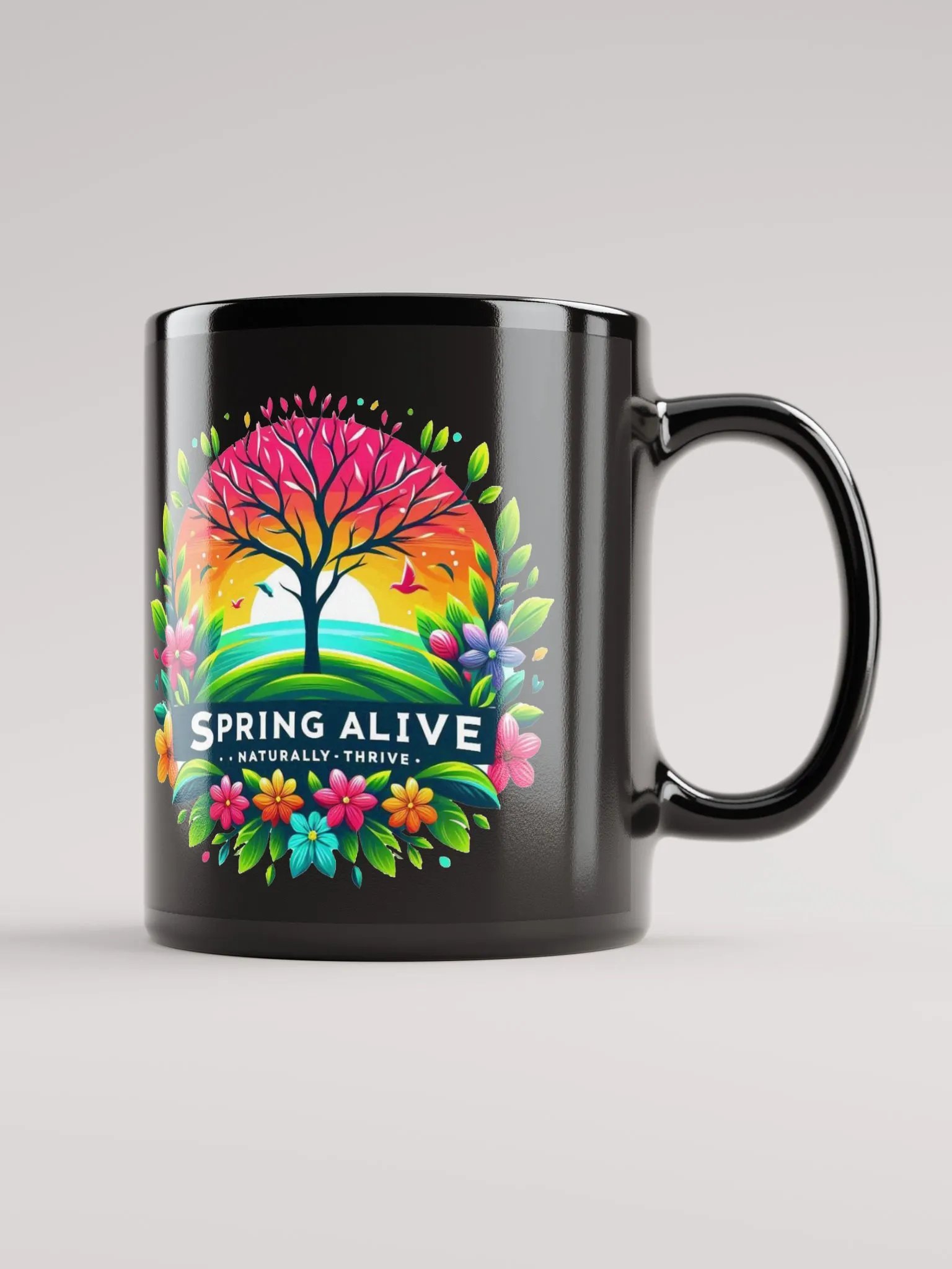 Spring Alive Black Glossy Mug product image (2)