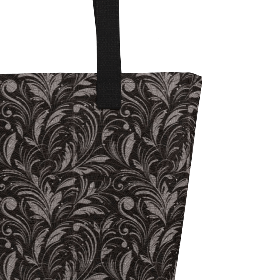 handbag with morocon print in grey/brown design on black. product image (3)