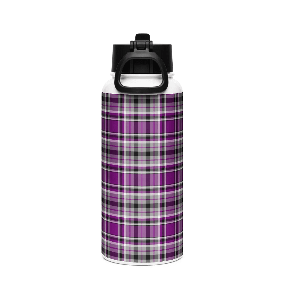 Purple, Gray and Black Plaid Water Bottle product image (3)