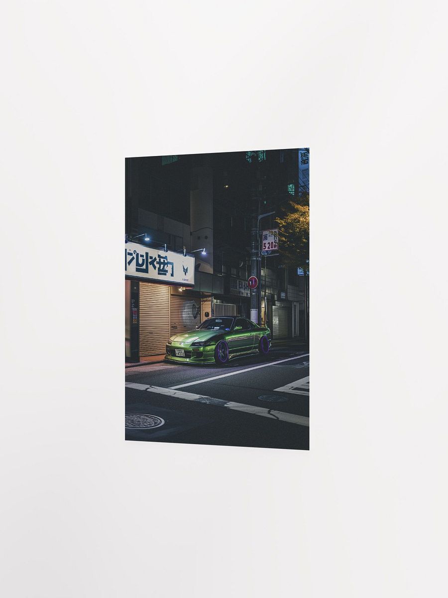Green Nissan Silvia tuned in JDM style parked on the Tokyo street by night product image (23)