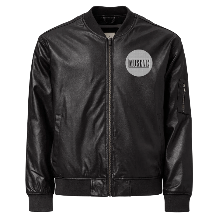 MUSEVE Bold Circle Faux Leather Bomber Jacket product image (1)
