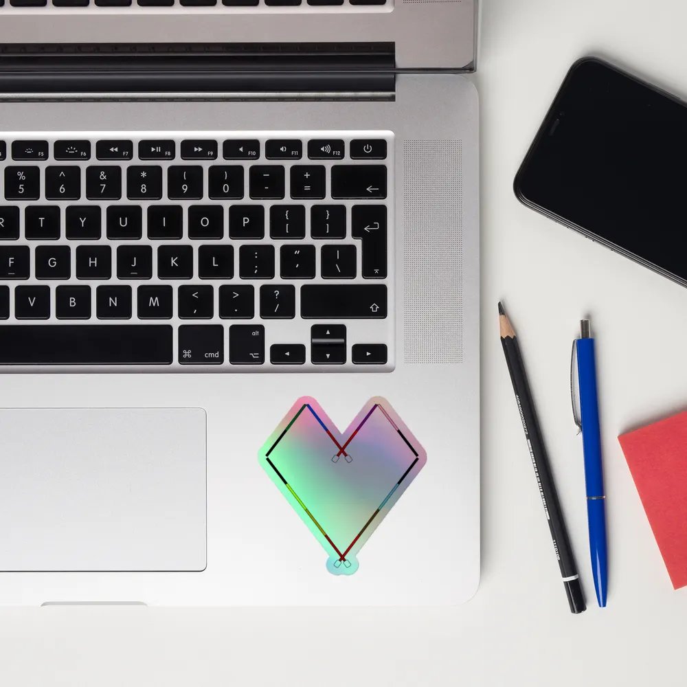 Love & Vision Spectrum Rainbow Cane Heart Holographic Sticker product image (10)