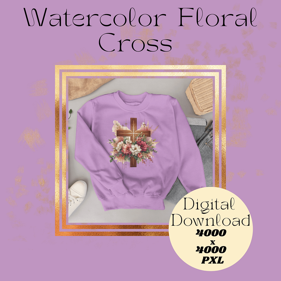 Watercolor Floral Cross product image (1)