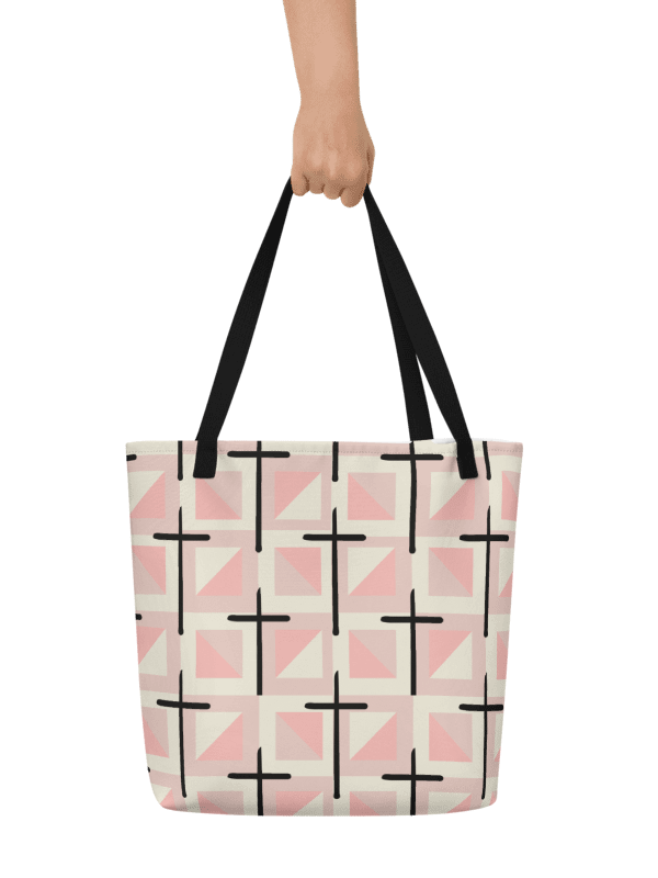 Pink Cross Quilted Patterned Tote Bag product image (1)