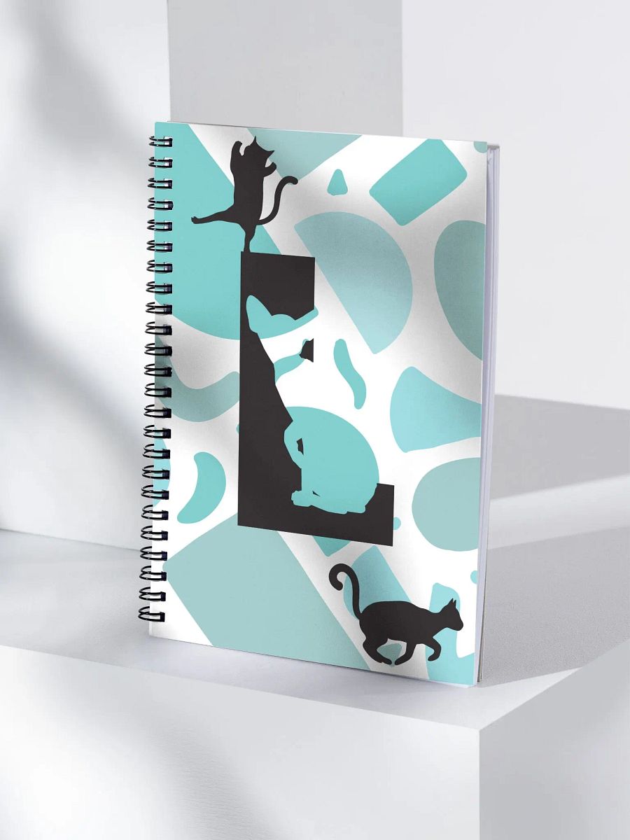 Monogram Letter L Cat Lover Geometric Blues Notebook product image (5)