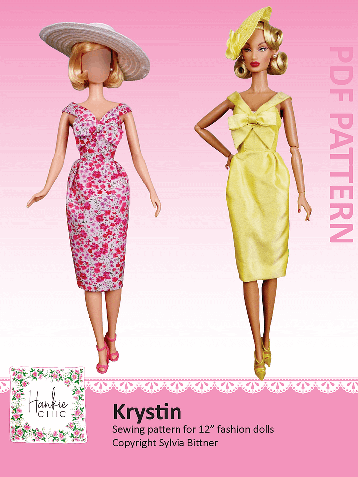 Krystin sewing pattern for 12" fashion dolls product image (1)