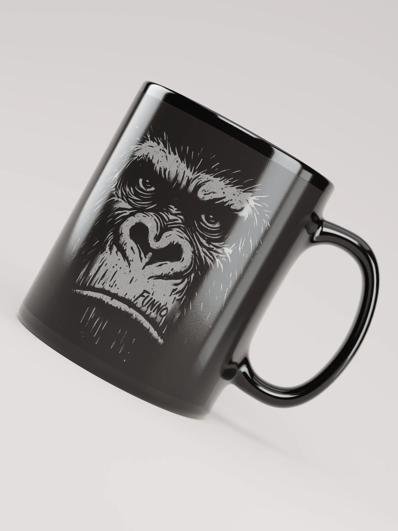 Gorilla face-Funno Black Glossy Mug product image (4)