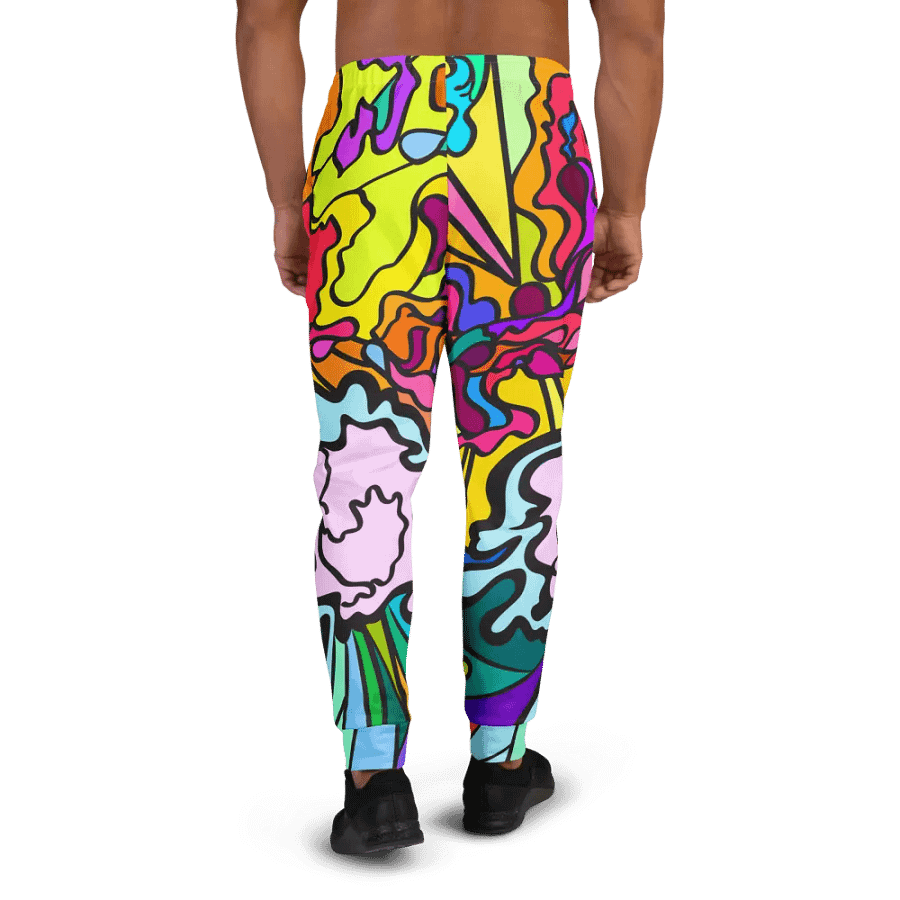 Vibrant Abstract Men's Joggers - Wave at Sunset product image (3)