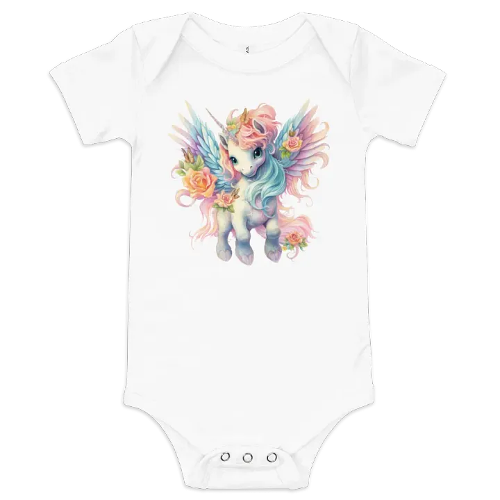 Beautiful Baby Girl Onesie With A Fantasy Unicorn product image (1)