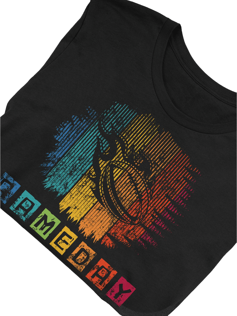 Retro Gameday Football T-Shirt – Flaming Ball & Distressed Rainbow Stripes for Sports Fans product image (52)