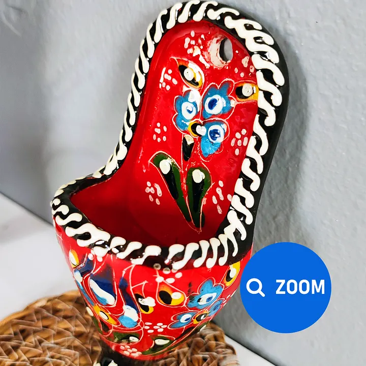 Ceramic wall decor, shoes (Terlik, red) — handmade pottery, handmade ceramic, home decor, handmade gift, Turkish ceramic product image (2)
