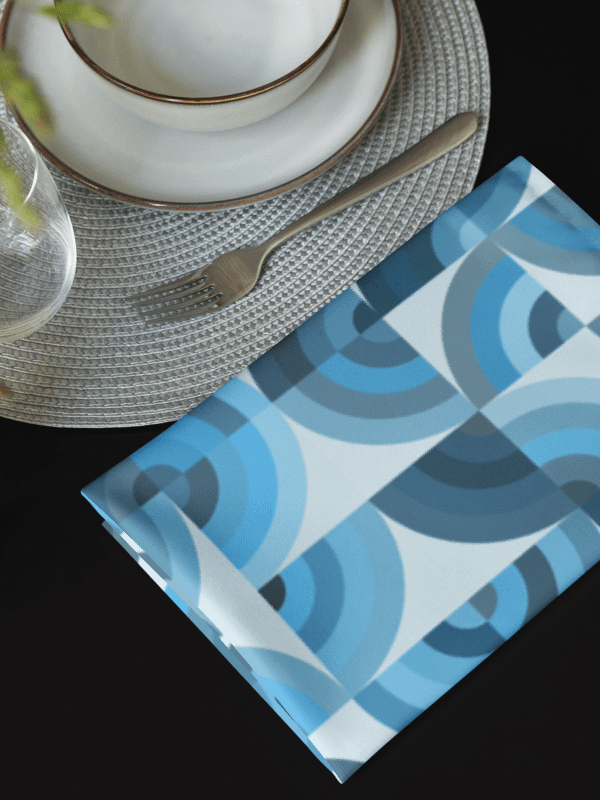 Geometric Blue & Gray Cloth Napkin Set (4) product image (4)