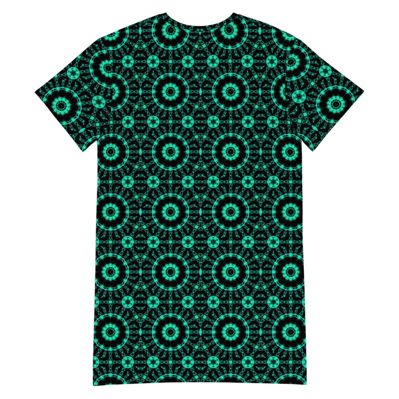 Abstract Repeating Neon Green Shapes T Shirt Dress product image (11)