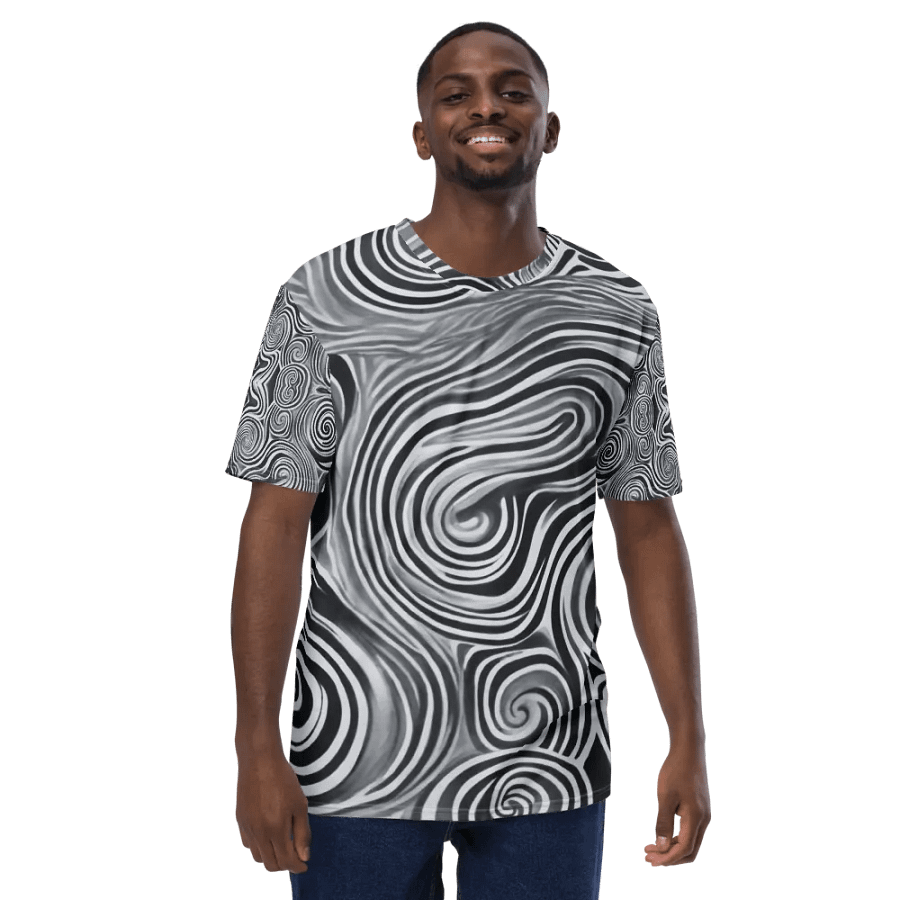 Funky Black and White Noir Liquid Tie-Dye Men's T-shirt product image (8)