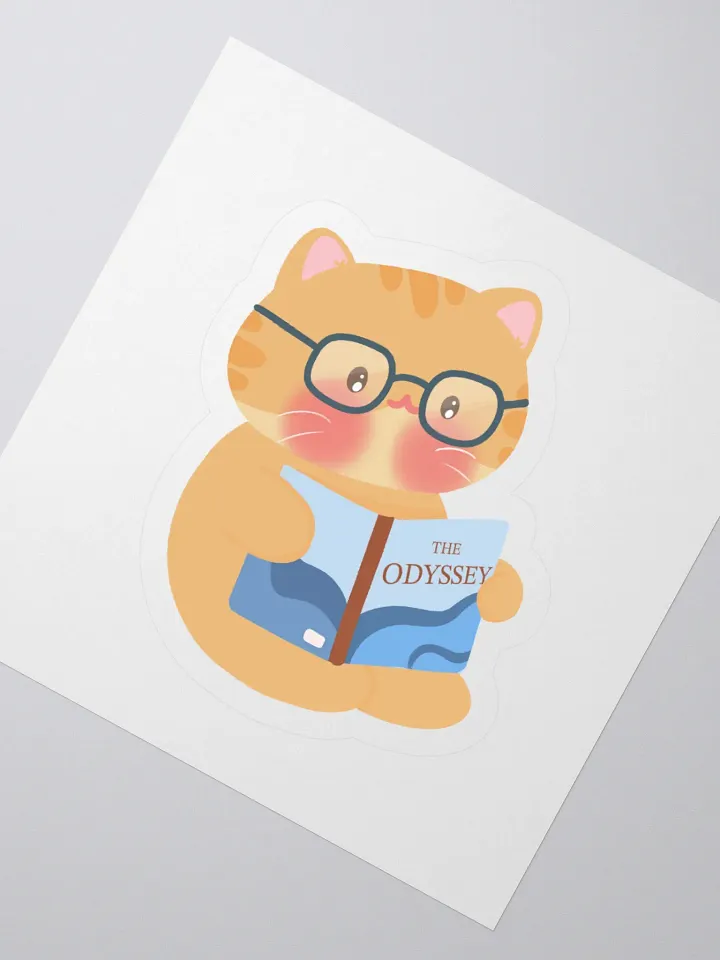 Intellectual Cat Reading The Odyssey Vinyl Sticker product image (2)