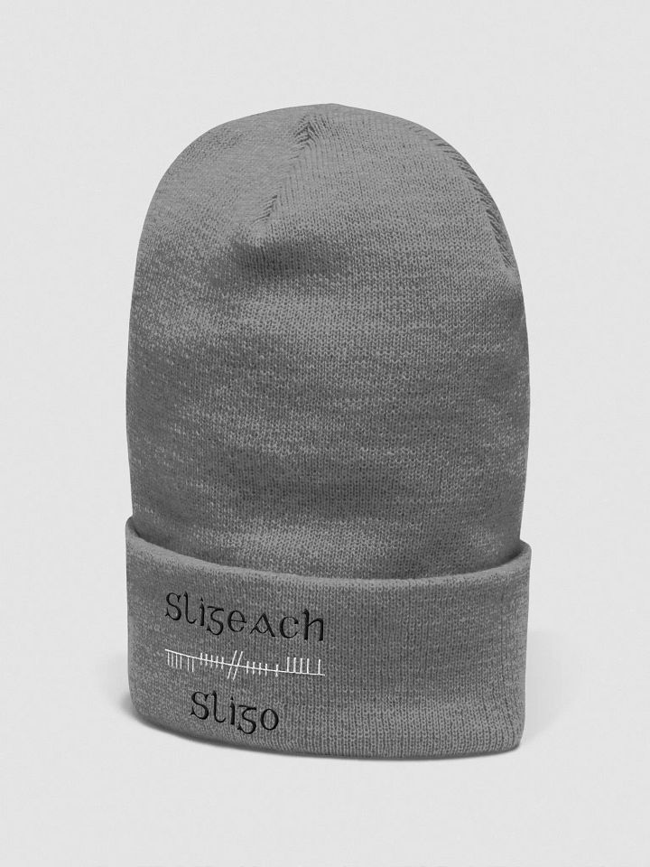 Sligo/Sligeach Orthodox style Ogham, black and white, embroidered Cuffed Beanie product image (7)