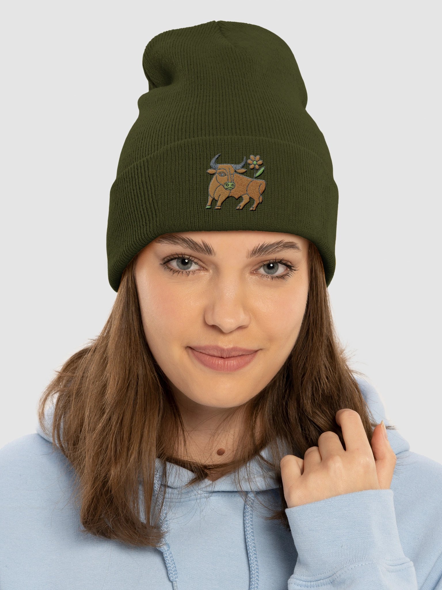 Folk-Inspired Bull Beanie - Embroidered product image (14)