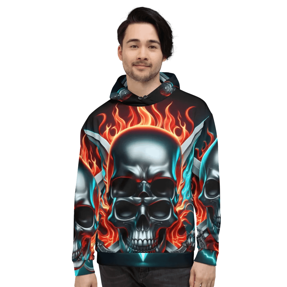 Fierce Skull All-Over Hoodie - Unisex Skull Hoodie #34 product image (2)