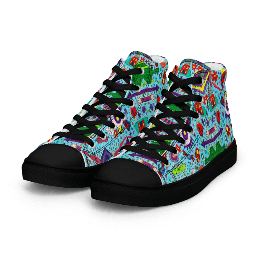 Abstract Doodle Characters Ladies High Top Canvas Shoes product image (12)