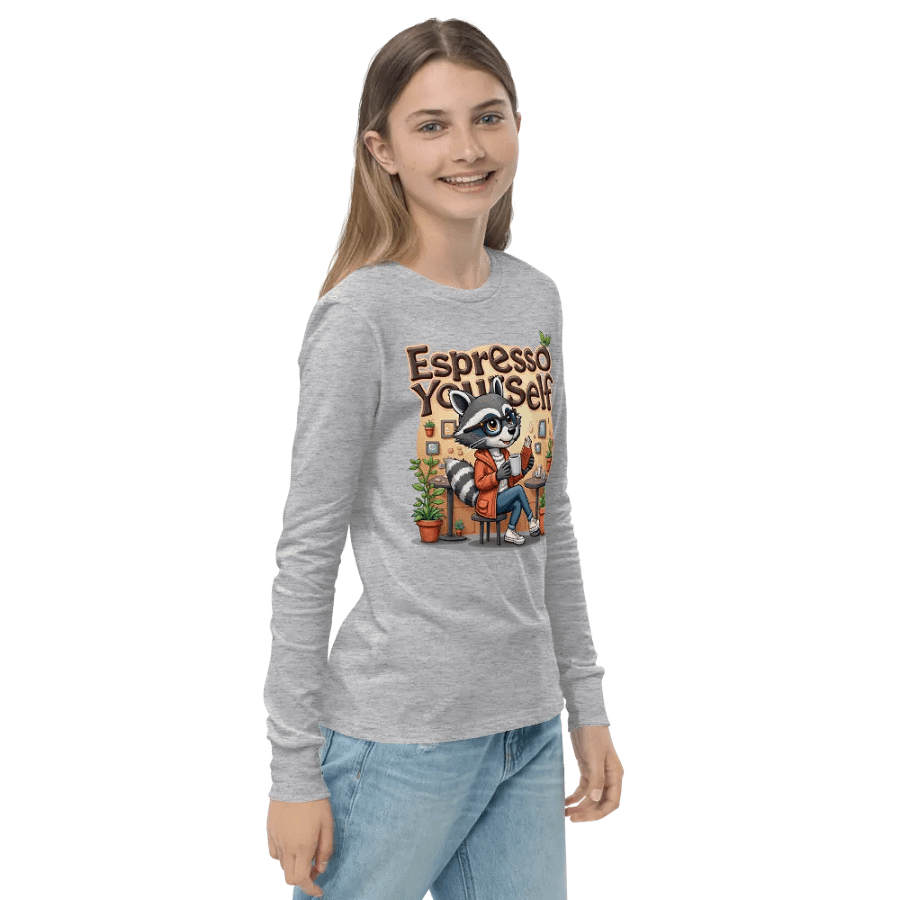 Espresso Raccoon Youth Long Sleeve Tee product image (23)