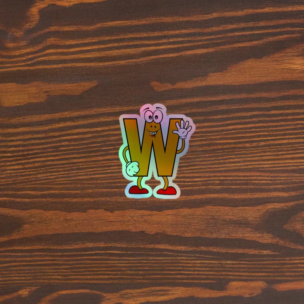 W Letter Cartoon Character Holographic Sticker product image (5)