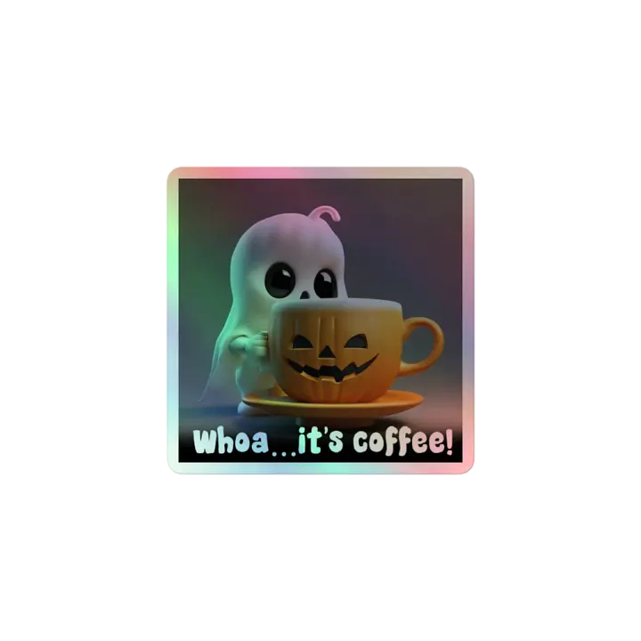Spooky Coffee Ghost Holographic Sticker Sheet product image (1)